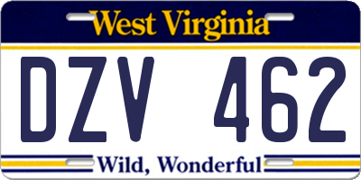 WV license plate DZV462