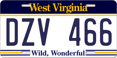 WV license plate DZV466