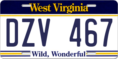 WV license plate DZV467