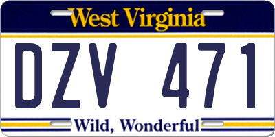 WV license plate DZV471