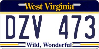 WV license plate DZV473