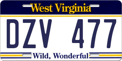 WV license plate DZV477