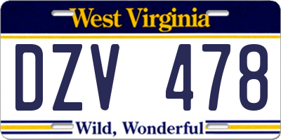 WV license plate DZV478