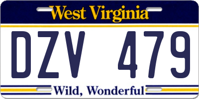 WV license plate DZV479