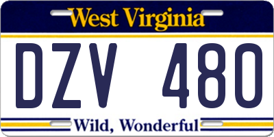 WV license plate DZV480