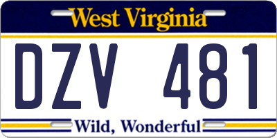 WV license plate DZV481