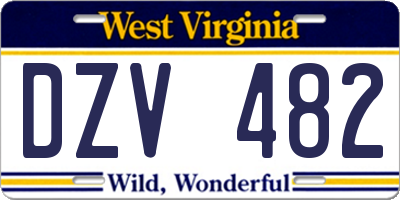 WV license plate DZV482