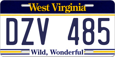 WV license plate DZV485