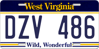 WV license plate DZV486