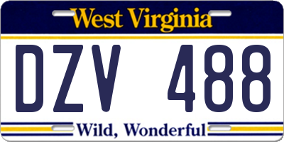 WV license plate DZV488