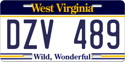 WV license plate DZV489