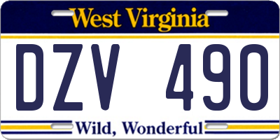 WV license plate DZV490