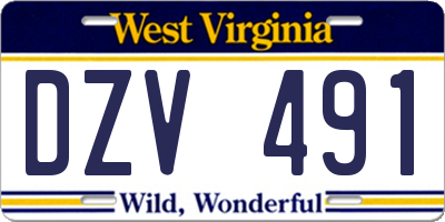 WV license plate DZV491