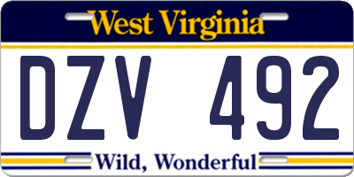 WV license plate DZV492