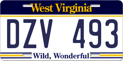 WV license plate DZV493