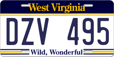 WV license plate DZV495