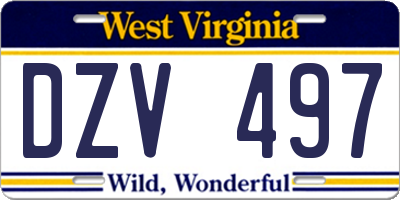 WV license plate DZV497