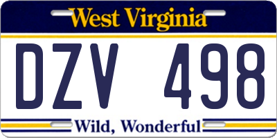 WV license plate DZV498