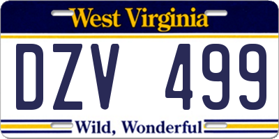 WV license plate DZV499