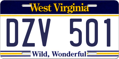 WV license plate DZV501