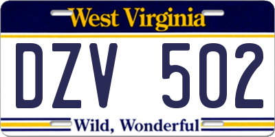 WV license plate DZV502