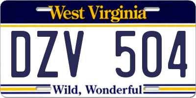 WV license plate DZV504