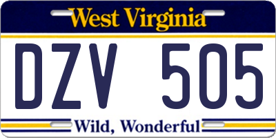 WV license plate DZV505