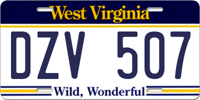 WV license plate DZV507