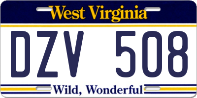 WV license plate DZV508