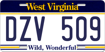 WV license plate DZV509