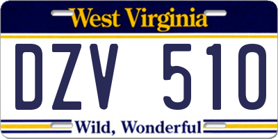 WV license plate DZV510