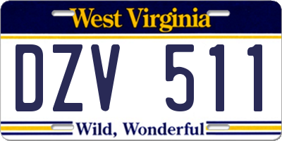 WV license plate DZV511