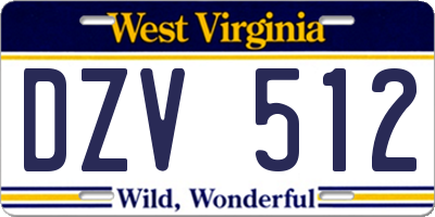 WV license plate DZV512