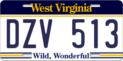 WV license plate DZV513