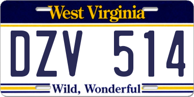 WV license plate DZV514