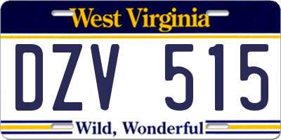 WV license plate DZV515