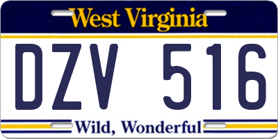 WV license plate DZV516