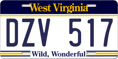 WV license plate DZV517