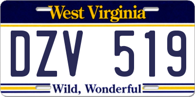 WV license plate DZV519