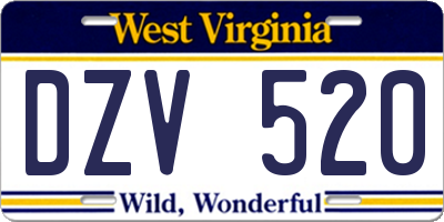 WV license plate DZV520