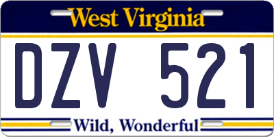 WV license plate DZV521