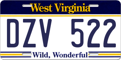 WV license plate DZV522