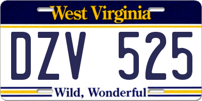 WV license plate DZV525