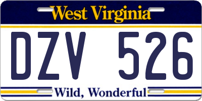 WV license plate DZV526