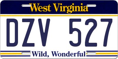 WV license plate DZV527