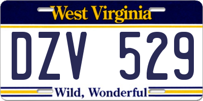 WV license plate DZV529