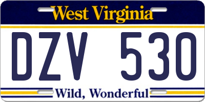 WV license plate DZV530