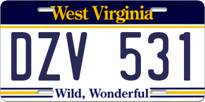 WV license plate DZV531