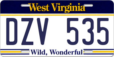 WV license plate DZV535