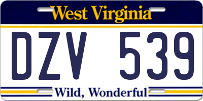 WV license plate DZV539